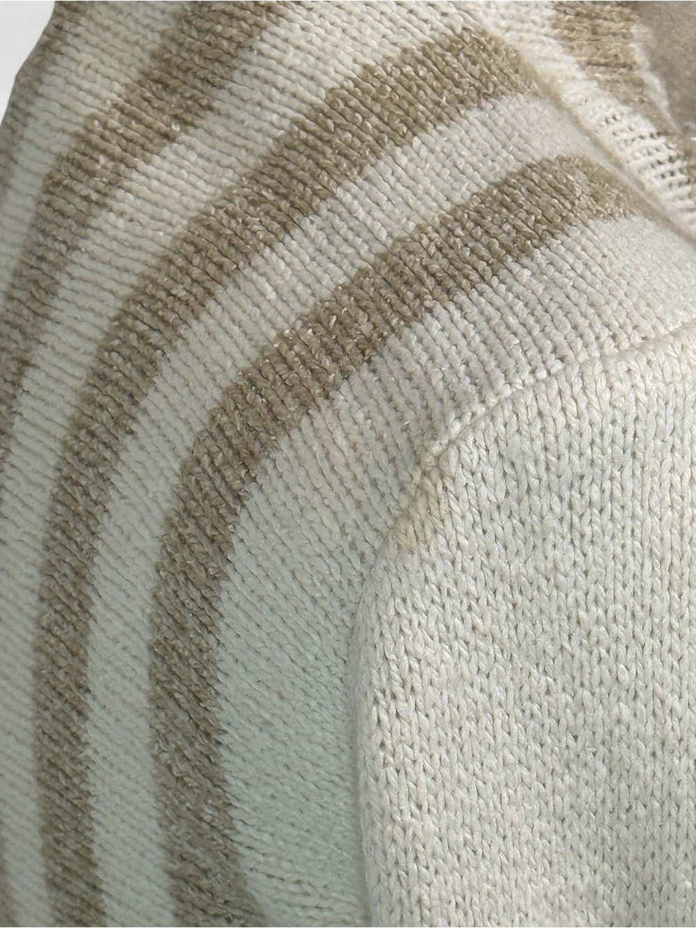 Vintage Funnel Neck Striped Button Up Cardigan Sweater Cream silk/angora - Picture 7 of 10